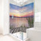 ORIGINAL PlateART Eck-Duschrückwand, 2 Platten à 90x200 cm, Wandverkleidung, Wandbild, Rückwand Alu-Dibond OHNE FUGEN, Fliesenersatz, Maritim Steg Abendstimmung - Made in Germany