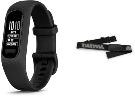 Garmin vivosmart 5 Smart Health, Fitness Activity Tracker with Touchscreen, Black, Small/Medium HRM-Dual - Premium Heart Rate Monitor Chest Strap, Data via Bluetooth Low Energy, ANT+, Black