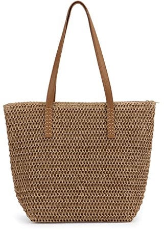 LHHMZ Sac à bandoulière en Paille pour Femme Grand Sac fourre-Tout Summer Beach Tisser des Sacs de Paille Faits à la Main
