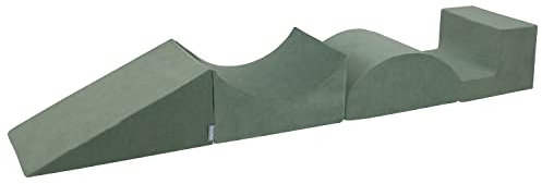 KiddyMoon Spielplatz Velvet Aus Schaumstoff Für Babys Spielbad Hindernisläufen, kopfteil/Rampe/Zwickel/stüfchen, Hergestellt In Der EU, Waldgrün