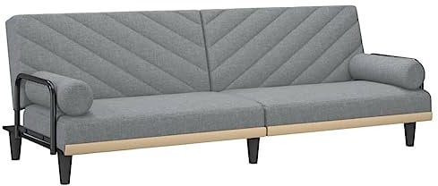 vidaXL Schlafsofa mit Armlehnen Hellgrau Stoff