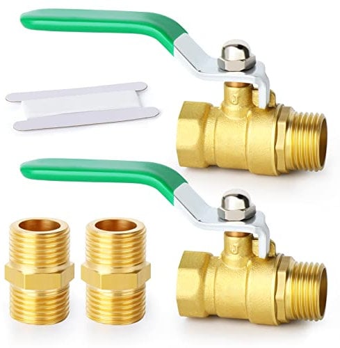 ERGAOBOY 2 Pcs 1/4 BSP Male to Female Brass Ball Valve with 2 Pcs 1/4 Female to Male Brass Connectors, Fit for Pipe Fittings Connection
