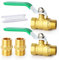 ERGAOBOY 2 Pcs 1/4 BSP Male to Female Brass Ball Valve with 2 Pcs 1/4 Female to Male Brass Connectors, Fit for Pipe Fittings Connection