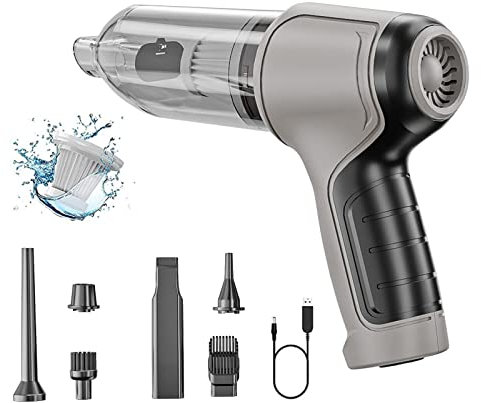 Mini aspirapolvere per Auto Portatile Ricaricabile Senza Fili, soffiatore, Compressione del Vuoto 3 in 1 aspirapolvere a Mano 120 W 12000 Pa Potente aspirapolvere (Grey)
