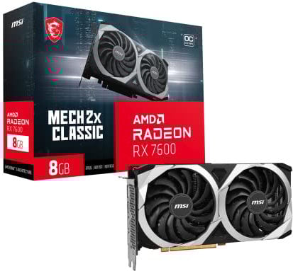MSI Gaming Radeon RX 7600 128-bit 8GB GDDR6 DP/HDMI Dual Torx 3.0 Fans FreeSync DirectX 12 VR Ready OC Graphics Card (RX 7600 MECH 2X Classic 8G OC)