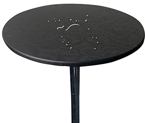 Tischdecke Runde Stretch Tischtuch Wasserdicht Abwischbar Tischschutz Für Drinnen Und Draußen (120cm (Rund),Schwarz)