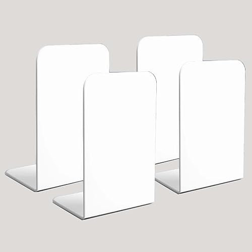 Topspitgo Buchstützen Metall Weiß,4 Stück rutschfeste Buchstützen für Büro Schule Zuhause Bibliothek