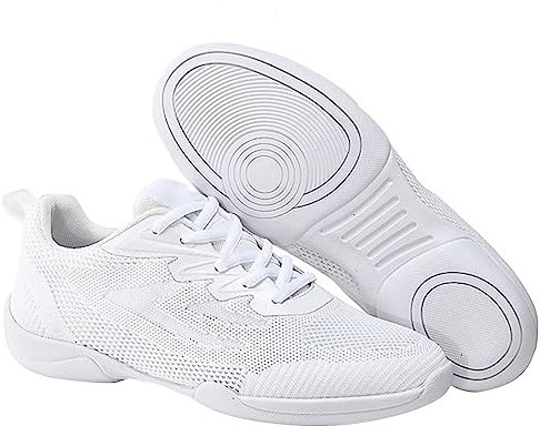 Wettkampf-Cheerleading-Schuhe für Kinder und Erwachsene, Trainingsschuhe, atmungsaktive Mesh-Oberfläche, Bequeme weiche Sohlen Sportschuhe für Kleinkinder (White, 27)
