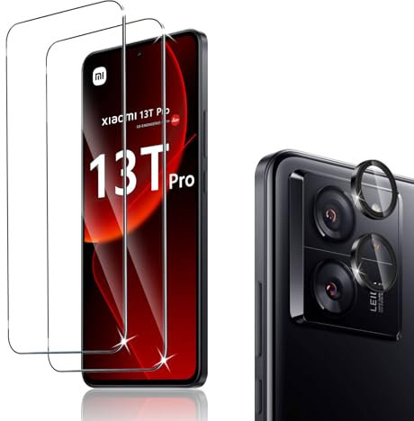 Liilaa Protector de Pantalla para Xiaomi Mi 13T / 13T Pro, 2 Piezas Cristal Templado y Protector de Lente de Cámara, Anti Arañazos Dureza 9H Vidrio Templado