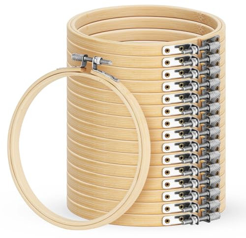 BOSCOW 16 Stück Bambus Stickrahmen Kreuzstich Rahmen 10cm Kreis Kreuzstich Hoop Stickerei Ring für DIY, Kunsthandwerk, Stickerei