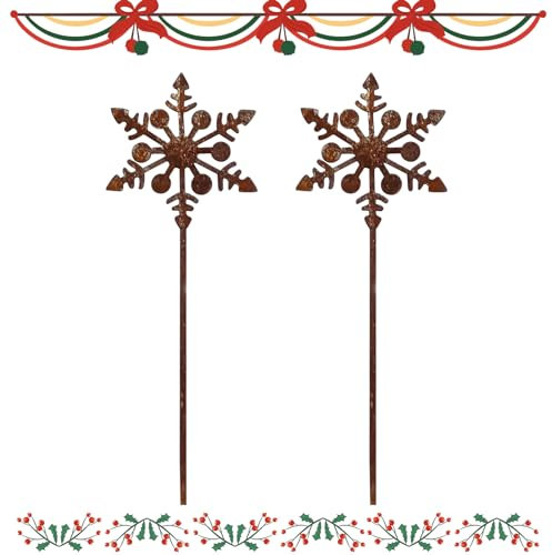 Nexoria Gartenstecker Deko, Gartenstecker Weihnachten Garten Roststecker Metall Rost Deko Weihnachten Sterne Weihnachtsdeko Roststecker Rost Metall Rost Gartendekoration Weihnachten (C)