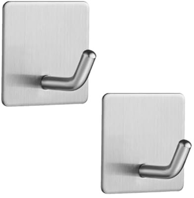 YIHHOW Selbstklebende Haken, Edelstahl-Badezimmerhaken, zum Aufkleben an der Wand, robuste Wandhaken für Handtuch, Mantel, Hut, Geldbörse in Küche, Bad, 2 Stück, (YHGJ0012PS2023UK)