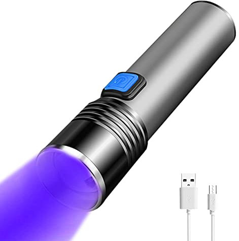 YZYOE 395nm UV Black Light Flashlite,Rechargeable Black Light Flashlight Mini,3 Mode High Low Strobe,Dry Stains, Scorpion Detection, Detecting Banknotes.