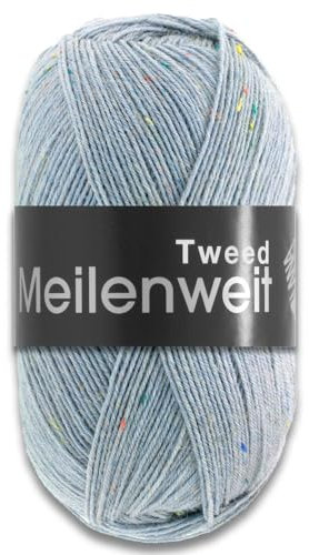Frida's Wollhaus Lana Grossa 100 g Meilenweit 100 Tweed Sockenwolle Stricken Garn 20 Farben (171 | Graublau)