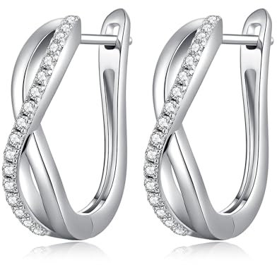 jiamiaoi Creolen Silber 925 Damen Große Creolen Creolen Weißgold Ohrringe Creolen Groß Damen Creolen Silber Stein U-förmige Creole Ohrringe Hängende Ohrringe