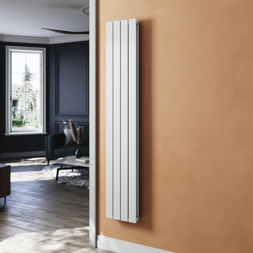 SUNXURY Heizkörper Flachheizkörper Weiß 1800 x 311 mm Heizkörper für Badezimmer Vertikal Design Doppellagig Paneelheizkörper Badheizkörper Mittelanschluss