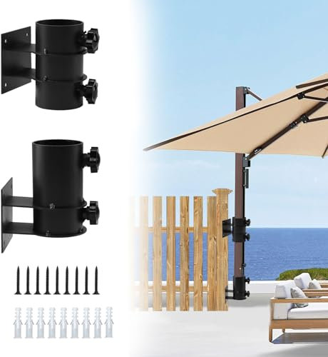 Dechoga Soporte de Sombrilla Ajustable para Pared, Soporte para Sombrilla de Balcón, Montaje en Pared, Soporte de Balcón para Sombrillas, para Montaje en Cubierta, Vallas, Balcón o Patio al Aire