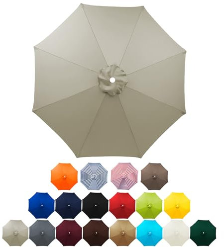 HonunGron 2.0m 2.3m 2.5m 2.7m 3.0m Umbrella Replacement Parasol Canopy, UV50+, 6/8 Ribs Sun Umbrella Replacement Cloth for Garden Cantilever Parasol Outdoor Table Market (8 ribs-3.0m(9.8ft),Taupe)