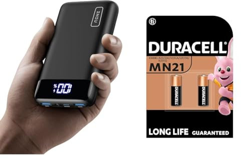 INIU Power Bank, 20000mAh Fast Charging Portable Charger, 22.5W Powerbank with USB C Input & Output & DURACELL MN21 (2 Pack) specialty alkaline battery 12V (A23 / 23A / V23GA / LRV08 / 8LR932)