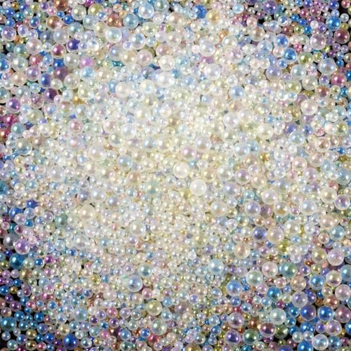 Bestewelry 1–3 mm große Seifenblasen-Perlen, DIY-3D-Nagelkunst-Dekoration, Mini-Glasperlen, transparent, AB für DIY-Nageldesigns, Schmuckherstellung, Füllstoffe