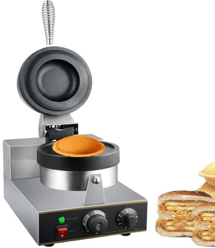 WANGYYDS Macchina per Hamburger Elettrica, Pressa per Hamburger Panini Antiaderente, Macchina per Waffle Commerciale per Hamburger, Macchina per Hamburger Elettrica Antiaderente in Alluminio