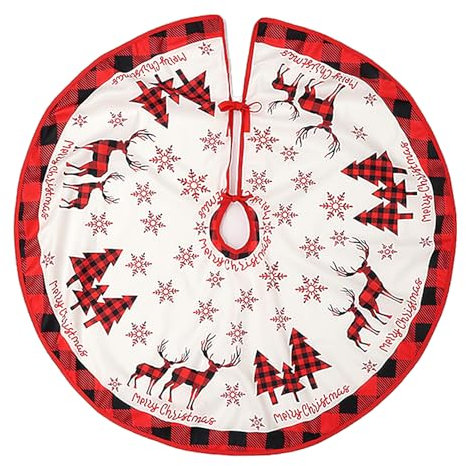 YXHZVON Gonna Albero di Natale Rosso e Bianco, 35.4 Pollici / 90 cm Tappetino per Copertura Base Albero di Natale per Ornamento, Gonna Albero di Natale per Albero di Natale Decorazione