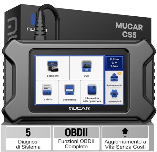mucar CS5 OBD2 Auto Diagnostica Diagnosi Auto Professionale in italiano con 5 Sistemi Sistema Motore Lettore di Codice ABS SRS Trasmissione BCM Funzioni OBDII Complete WiFi Aggiornamento