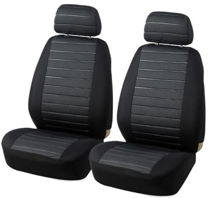 JNNJ 2 Piezas Funda Asiento Coche Delantero, Funda Asiento Coche para Todas Las Estaciones, Poliéster Asiento Automóvil, Auto Cubierta Asientos, Fundas Coche Asientos Delanteros Accesorios(Gris)