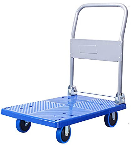 WOTZOV Handkarre, faltbar, Plattformwagen, Deck-Schiebekarre, Metallgriff, Handwagen für den beweglichen Transport, leise Räder, passend für den Außen- und Innenbereich, zu，Groß