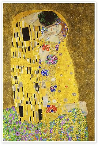 Der Kuss (Detail) Poster von Gustav Klimt 40 x 60 cm Gelb Wandbilder Wanddeko