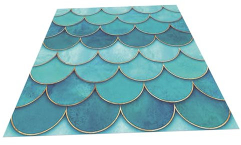 jojofuny Fish Scale Pattern Wall Sticker Mermaid Tile Sticker Removable Peel and Stick Tile Adhesive Decorations