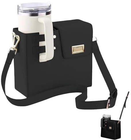 NUUOTP Tasche für Stanley Cup Stanley Cup Zubehör Tasche Tragbare Umhängetasche für Stanley Stanley Cup Handtasche Stanley Cup Accessories Crossbody Bag für Meisten Wasserflaschen (schwarz)