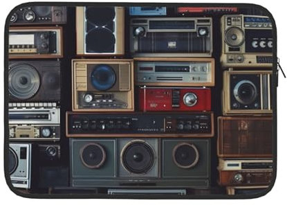 Vintage Wall Of Radio Boombox Computer Bag 13/15 Zoll Laptop Sleeve Portable Business Bag Document Storage Bag 15 Zoll