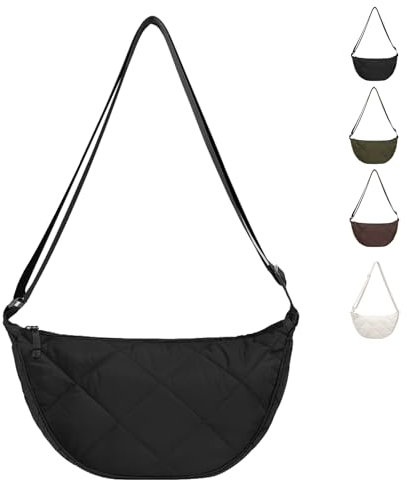 LOCCY Damen Halbmond Crossbody Schultertasche,Nylon Tragbare Halbmond Tasche,Halbmond Schultertasche mit Verstellbarem Gurt