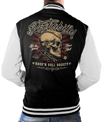 Gasoline Bandit Rockabilly Baseball College Jacke - Old School Hot Rod - Let The Good Times roll