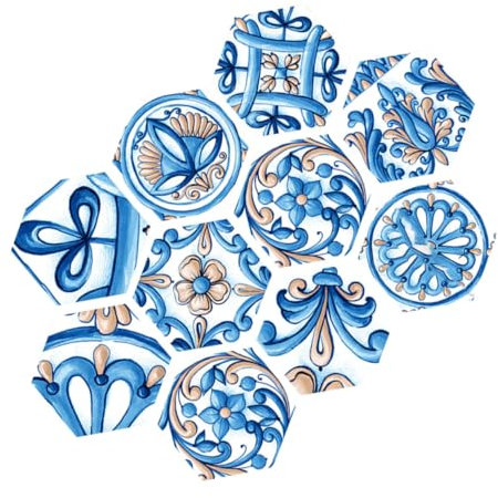 SHINEOFI 1 Set Piastrelle Autoadesive Adesivi Parete Decalcomania Del Pavimento Adesivo Per Piastrelle Esagonale Adesivo Per Pavimento Antiscivolo Adesivo Per Bagno Blu