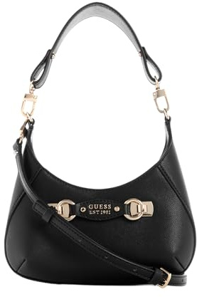 GUESS Damen Mimina Mini Top Zip Crossbody Umhängetasche, Schwarz