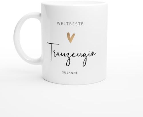 Tasse weltbeste Trauzeugin personalisiert mit Namen – Geschenk zur Hochzeit, Junggesellinnenabschied oder als Dankeschön (Tasse Trauzeugin personalisiert)