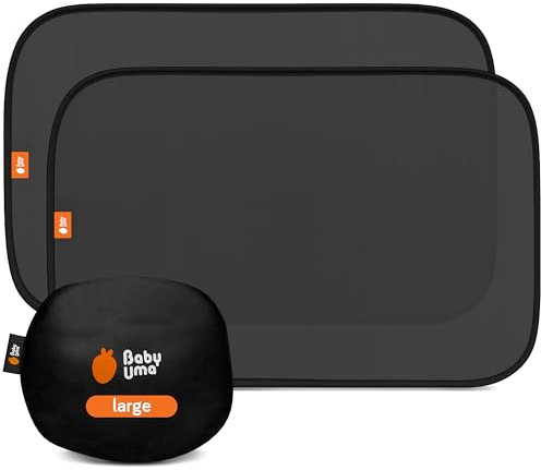 Baby Uma Car Window Shades for Baby (2 Pack) - 65.5 x 39 cm, UPF 50+ Car Sun Shade for Baby, 99% UVB Protection & 94% UVA Protection, Rear Window Sun Shade with Static Cling (Large)