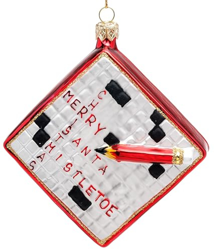 SIKORA Kreuzworträtsel besondere Weihnachtskugel Glas Weihnachtsmann Christbaumschmuck Deko Figur Weihnachten Anhänger Ornament - Premium Line - BS854