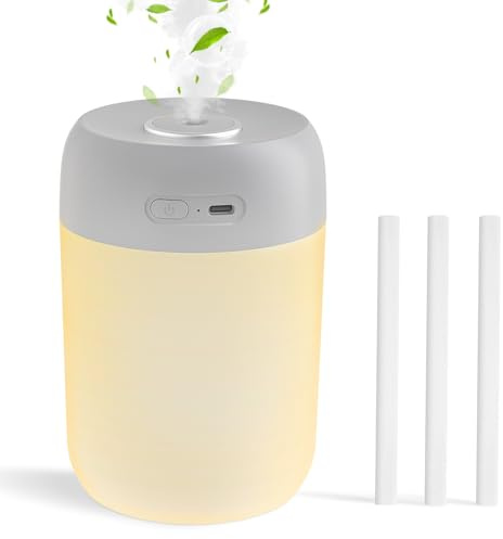 Kissleaf Mini Luftbefeuchter Schlafzimmer mit Nachtlicht Air Humidifier | Top-Befüllung 2 Sprühmodi Leise Automatische Abschaltung für Desktop Babyzimmer Büro Pflanzen Grau