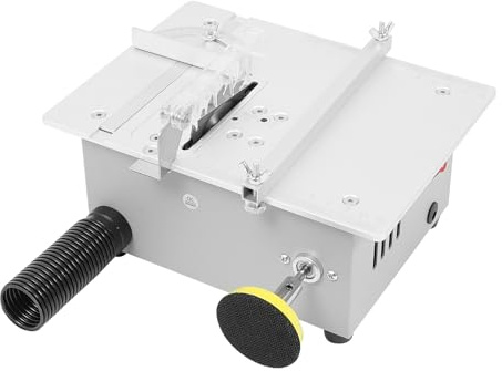 Mini Tischkreissäge, 240W Kleine Tischsäge mit 5000 U/min, Tragbare Tischkreissägen für Holz Metall Kunststoff, 0.1-20mm Schnitthöhe verstellbar, inkl. 4 Sägeblätter & Polierscheibe