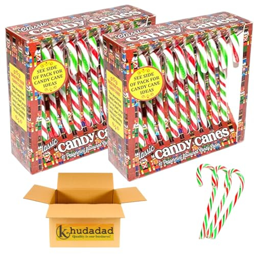 10 Red, Green & White Peppermint Flavoured Candy Canes 100g | Festive Christmas Sweets | Vegan & Vegetarian Friendly | Ideal Tree Decorations, Stocking Fillers & Gifts (2x)