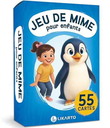 LIKARTO Jeu de mime pour Enfants, 55 Cartes, activité familiale | 55 cartes 8,9 x 5,9 cm, jeu de devinettes, intérieur et extérieur, idée cadeau