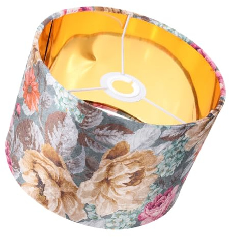 Dekorativer Lampenschirm E27 mit Blumenmuster, aus Stoff für Wohnzimmer | Eisenrahmen mit Stoff, Farbechte Oberfläche, Leicht zu Montieren und Entfernen, Schlafzimmer Sowie Wohnzimmer