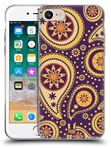 Head Case Designs Violett Paisley Muster Serie 2 Soft Gel Handyhülle Hülle kompatibel mit Apple iPhone 7/8 / SE 2020 & 2022