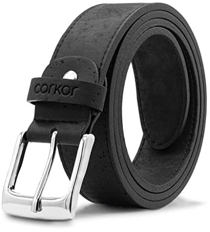 Corkor Herren Gürtel Ratsche Gürtel für Männer 35mm Breit Vegan aus Veganer Braun korkleder