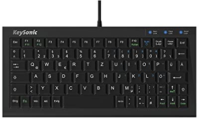 KeySonic extra kleine Tastatur, USB Kabel (2 m), voller Tastenumfang, SoftSkin, ACK-3401U