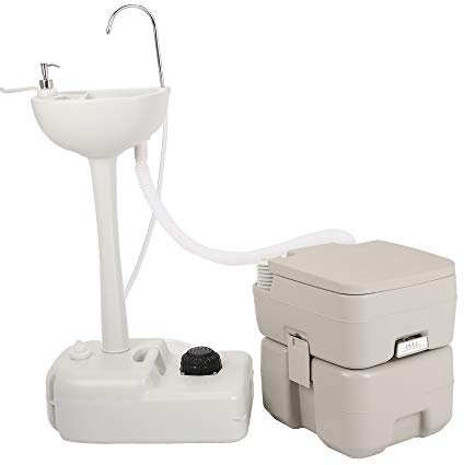 ZHIHUITONG Outdoor Garden Camping Hand Sink with Portable Toilet, Removable Hand Washing Basin Sanitary Ware for RV/Kitchen/Indoor, White (2020 version)