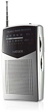 HAEGER Pocket - Radio portatil con Antena telescópica con 29 cm, LED indicador de Funcionamiento, conexión de Entrada para Auriculares